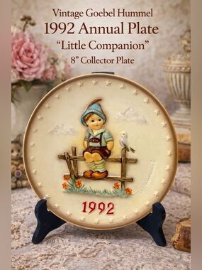 Vintage Goebel Hummel Annual Plate 1992 “Little Companion” Germany Collectible